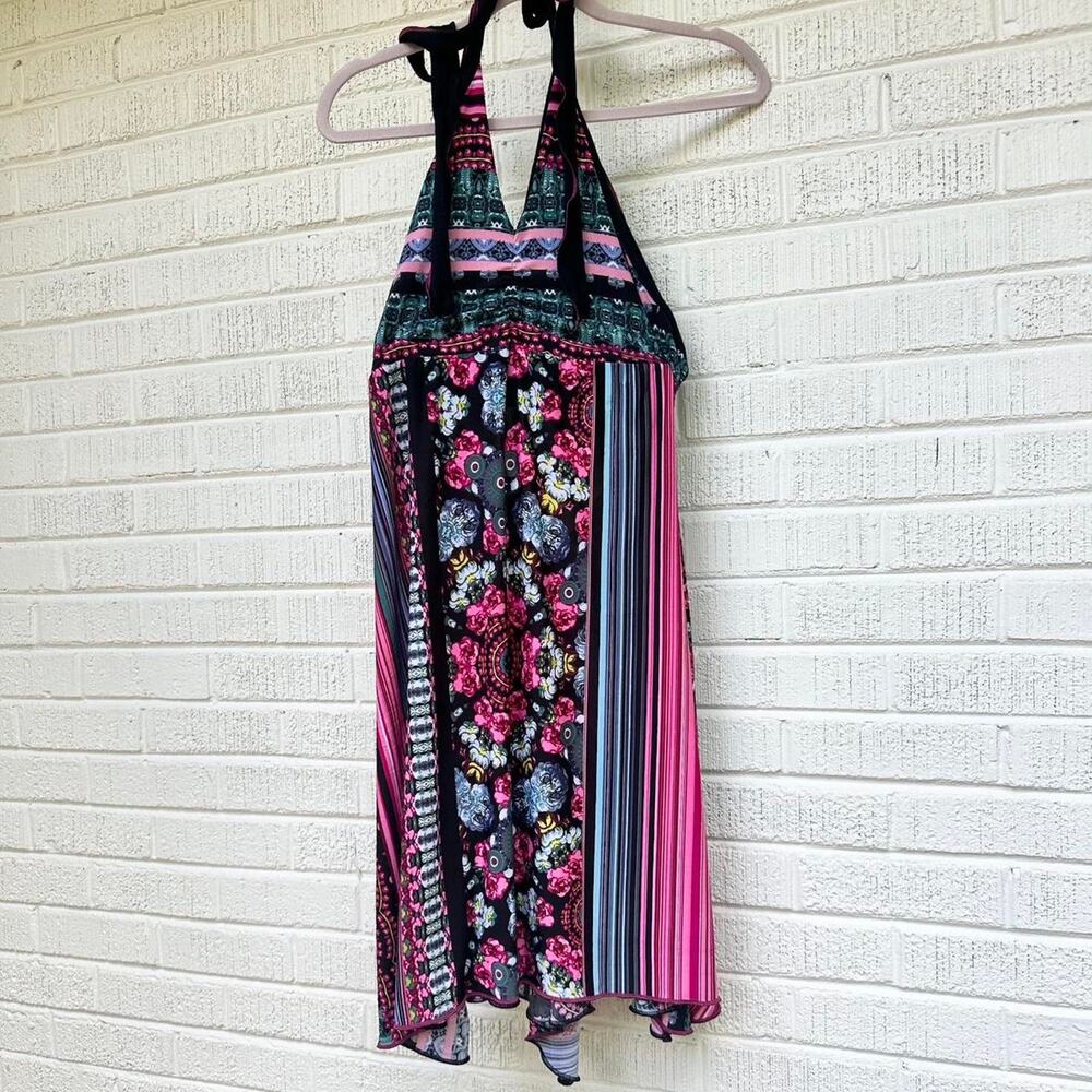 Autumn Teneyl Multicolor Patchwork Halter Dress